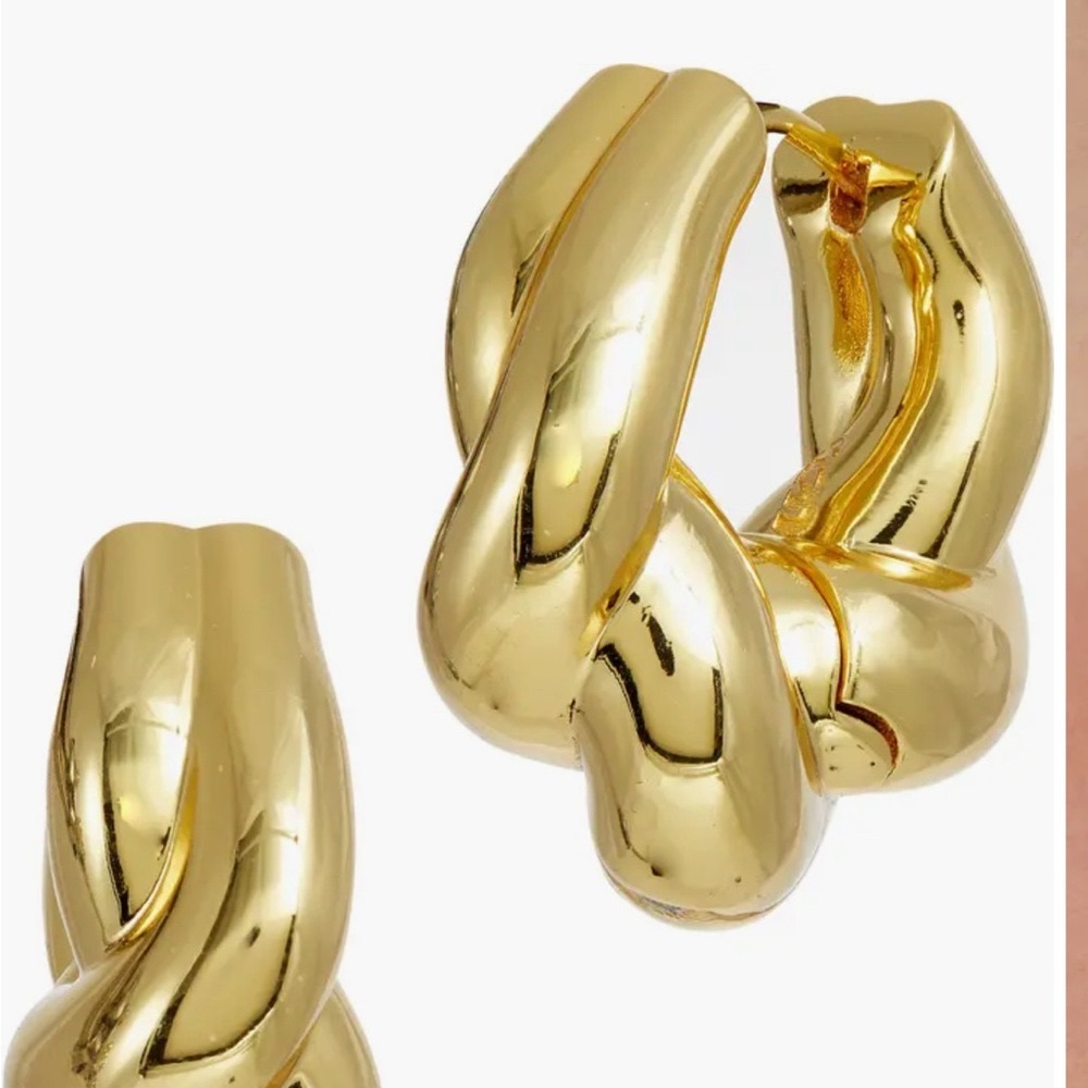 New 14 K Gold Plated Freeform Twist Hoop Earrings